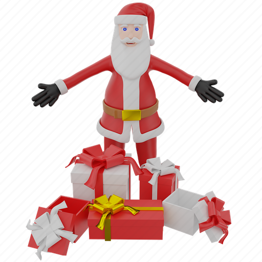 Santa, gift, boxes, hands, down, character, christmas icon - Download on Iconfinder
