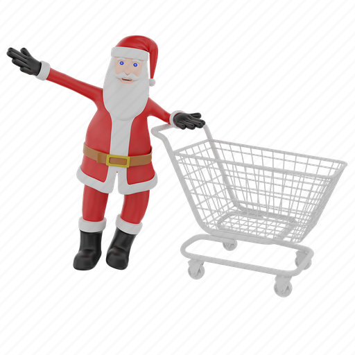 Santa, shopping, cart, hand, character, sale, gesture icon - Download on Iconfinder