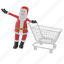 santa, shopping, cart, hand, character, sale, gesture, ecommerce, shop, store 