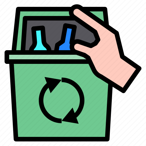 Bin, trash, recycle, hand, bottle, plastic, garbage icon - Download on Iconfinder