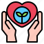 growth, ecology, heart, hand, plant, leaf 