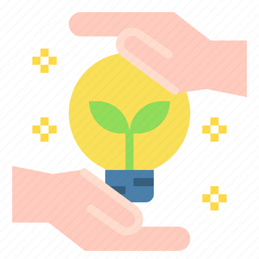 Growth, protection, light, leaf, hand, bulb, idea icon - Download on Iconfinder