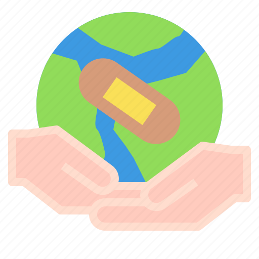 Earth, hand, ecology, save, plaster, world icon - Download on Iconfinder