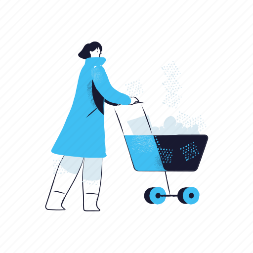 Shopping, woman, female, person, shop, ecommerce, cart illustration - Download on Iconfinder