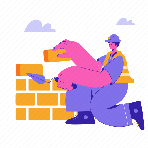 Jobs, occupations, build, wall, maintenance, construction, building illustration - Download on Iconfinder