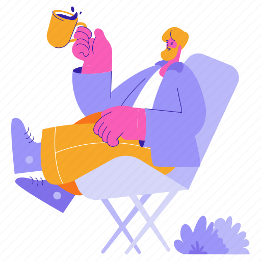 Leisure, relax, drink, coffee, furniture, mug illustration - Download on Iconfinder