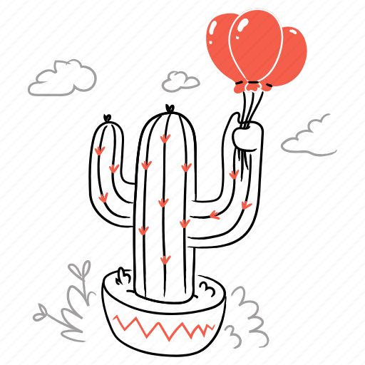 Nature, cactus, balloon, decor, decoration, plant, pot illustration - Download on Iconfinder