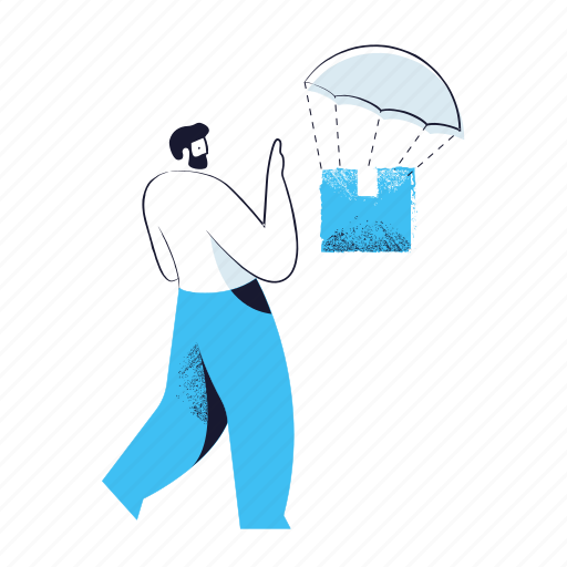 Delivery, airdrop, parachute, package, shipping illustration - Download on Iconfinder