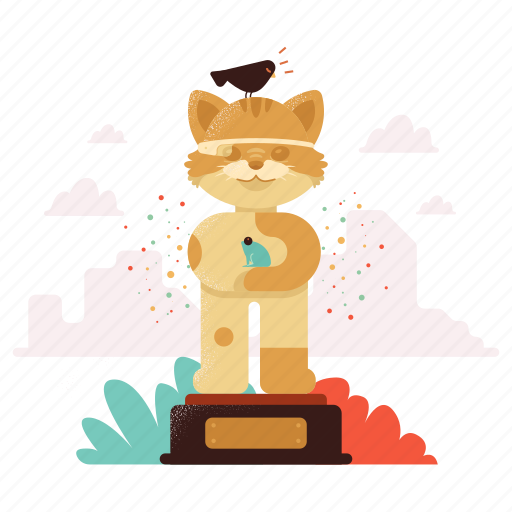 Animals, achievements, trophy, award, reward, achievement, cat illustration - Download on Iconfinder