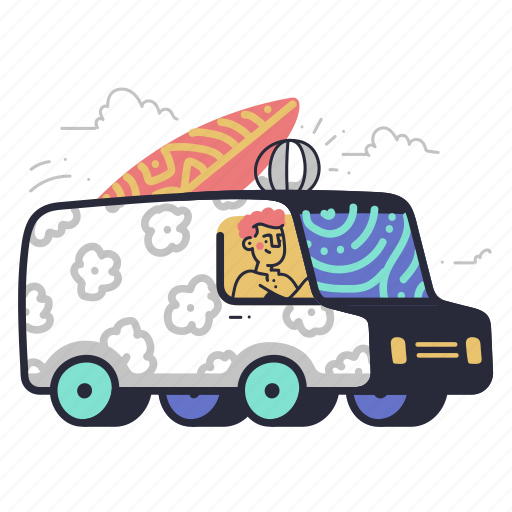 Travel, holiday, road, trip, to, the, beach illustration - Download on Iconfinder