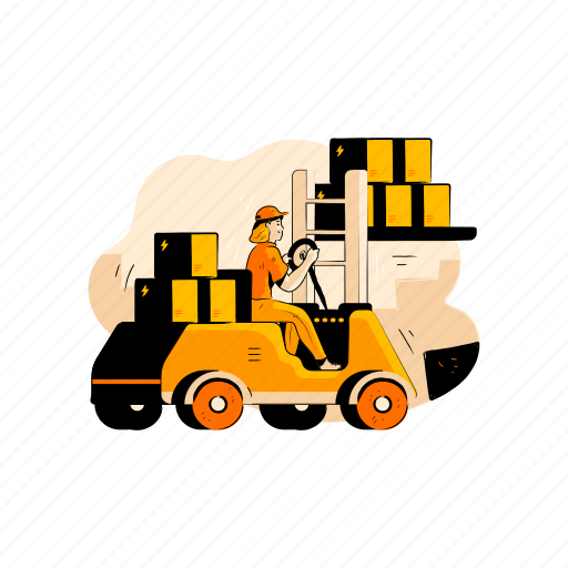 Delivery, loading, package, inventory, storage, warehouse, forklift illustration - Download on Iconfinder