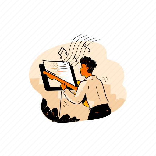 Music, musical, instrument, guitar, learning, study illustration - Download on Iconfinder