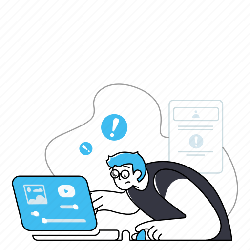 Support, technology, error, deadline, stress, man, customer illustration - Download on Iconfinder