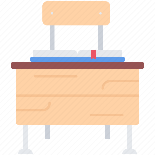 Book, chair, college, learning, school, table, university icon - Download on Iconfinder