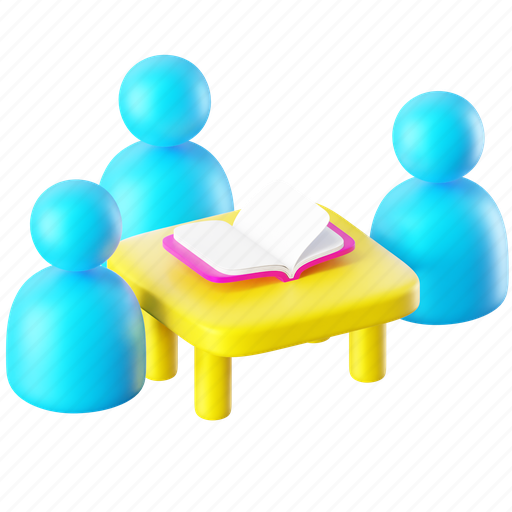 Study group, learning, education, reading, school, studying, study 3D illustration - Download on Iconfinder