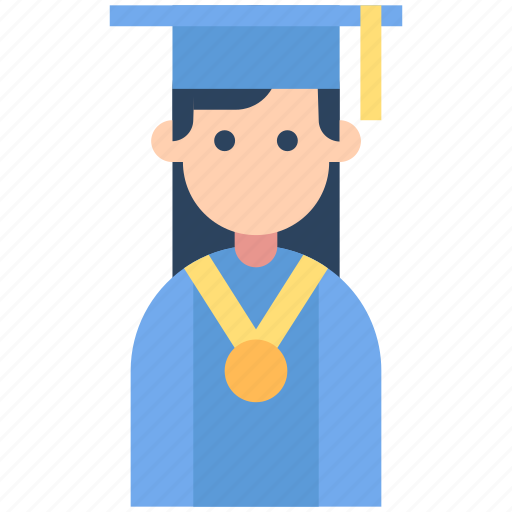 Education, female, girl, graduate, medal, user, woman icon - Download on Iconfinder