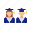 graduates, students, female, avatars, achievement, bachelor, degree cap, accomplishment 