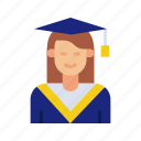female, graduates, students, avatars, bachelor, degree cap, achievement, accomplishment