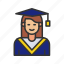 female, graduates, students, avatars, bachelor, degree cap, achievement, accomplishment 
