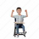 chair, happy, boy, sit, pose, person, mood, expression 
