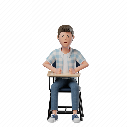 Chair, angry, boy, pose, mood, expression, person 3D illustration - Download on Iconfinder