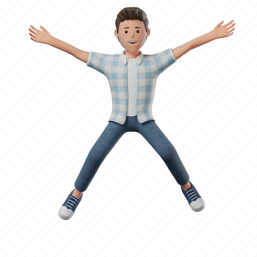 Happy, jump, air, boy, pose, mood, expression 3D illustration - Download on Iconfinder