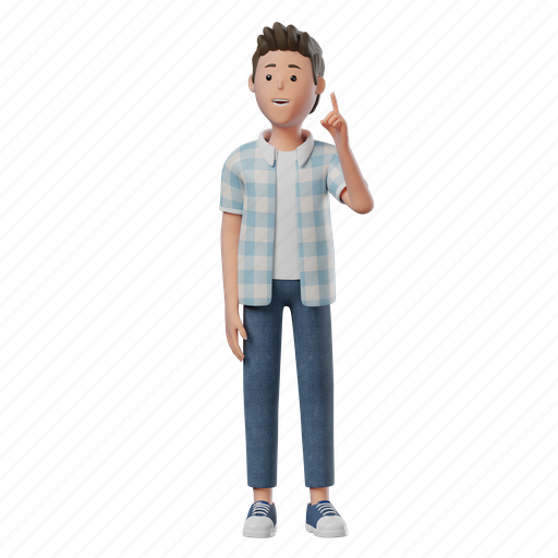 Standing, idea, boy, pose, mood, expression, person 3D illustration - Download on Iconfinder