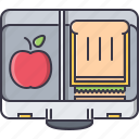 apple, box, college, food, launch, learning, sandwich