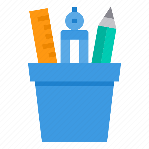 Education, holder, material, pen, ruler, school icon - Download on Iconfinder