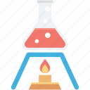 conical flask, flask, lab experiment, lab research, spirit lamp