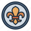 scout, emblem, adventure, badge, fleur de lis 