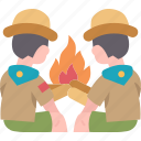 scout, campfire, bonfire, camping, outdoor