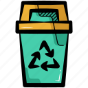 recycle bin, dustbin, trash can, wastebasket, trash bin