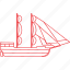 boat, ocean, outline, sea, ship, support, water 