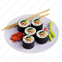 gimbap, gimbab, korean, dish, sushi, rice roll