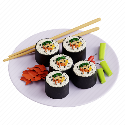 Gimbap, gimbab, korean, dish, sushi, rice roll icon - Download on Iconfinder