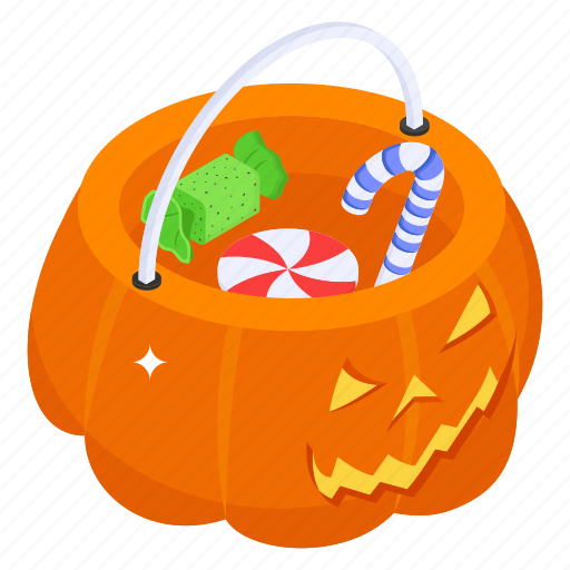 Halloween candies, halloween basket, halloween bucket, halloween pumpkin, sweets bucket icon - Download on Iconfinder
