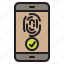 finger, print, authorization, mobile, smartphone, security, protection 