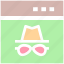 glasses, hat, hipster, incognito, proxy, spy, web page 
