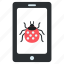 mobile bug, mobile virus, phone bug, mobile beetle, smartphone bug 