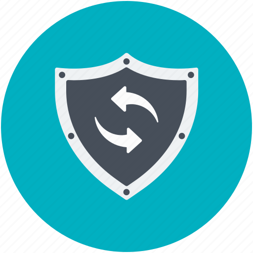 Protection, reload arrows, safety sign, security element, shield icon - Download on Iconfinder