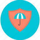 defense, protection, security, shield, umbrella with shield