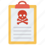 clipboard, danger, document, sheet, warning 