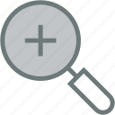 zoom, in, magnifying, glass, plus, sign, loupe, ui