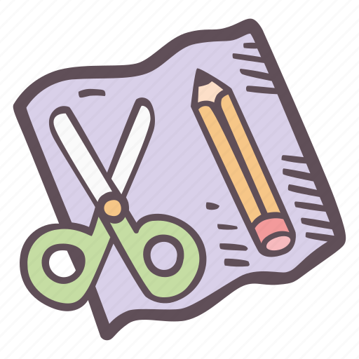Craft, scissors, pencil, crafting, materials, selfcare, self-care icon - Download on Iconfinder