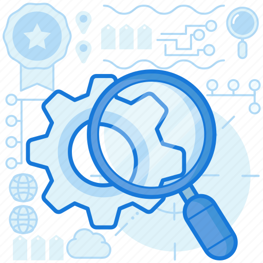 Find, gear, magnifier, options, preferences, search, settings icon - Download on Iconfinder
