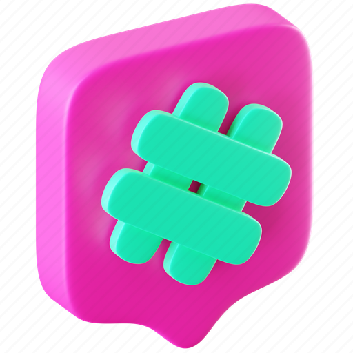 Hashtag, tag, social-media, hash, sign, marketing, communication 3D illustration - Download on Iconfinder