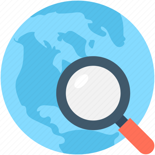 Earth, globe, location, magnifying glass, search location icon - Download on Iconfinder