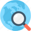 earth, globe, location, magnifying glass, search location 