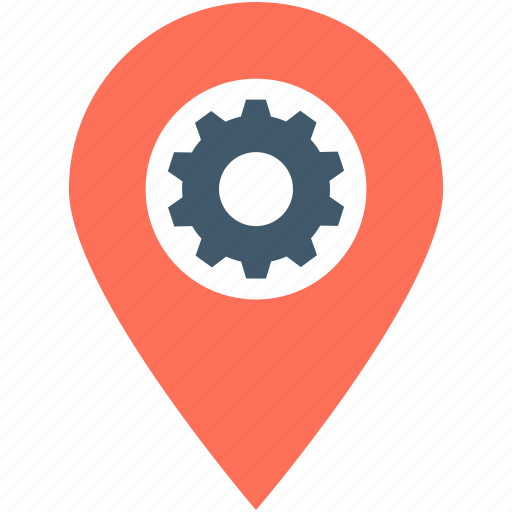 Cog, gps, location pin, location settings, settings icon - Download on Iconfinder